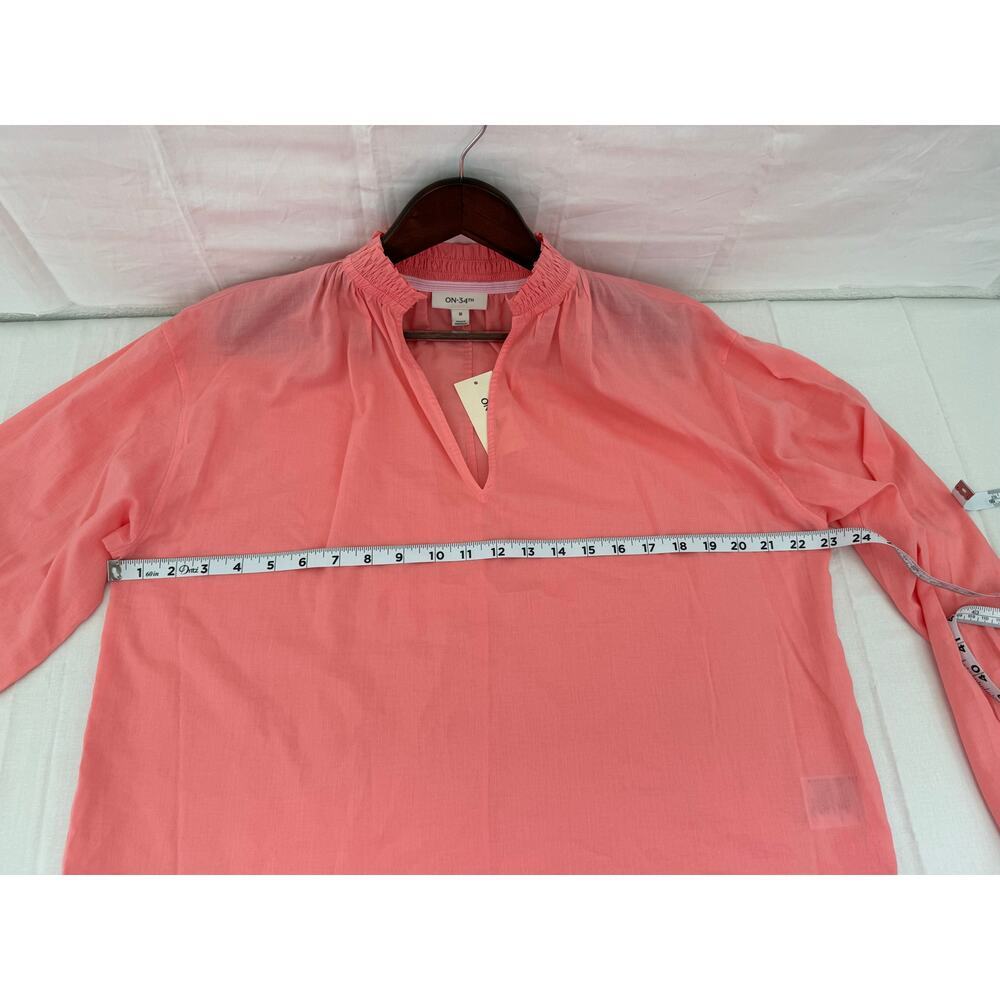 On34th Women's Coral Pink Long Sleeve Blouse Medium - Picture 8 of 8